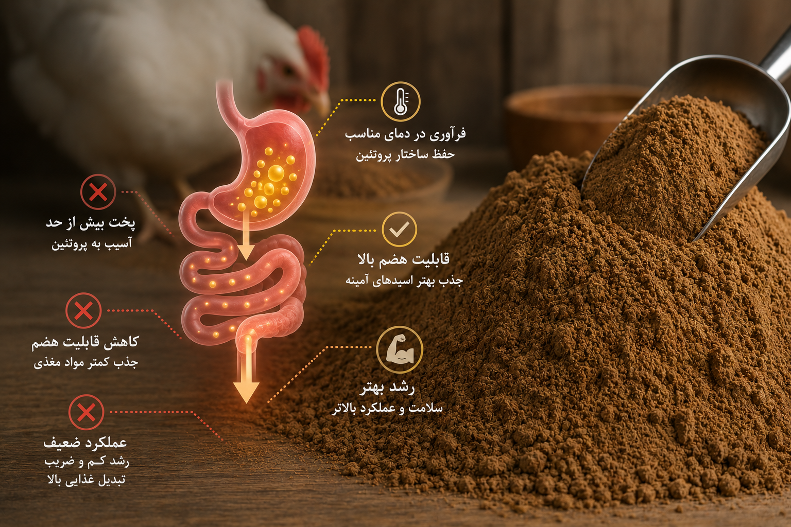 قابلیت هضم پروتئین پودر گوشت یکی از شاخص ها مهم خرید پودر گوشت